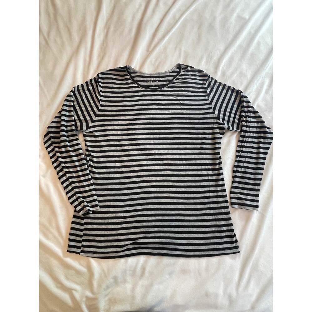 White‎ Cross Wear It Live It Womens XXL Striped Long Sleeve Tee Black Gray T208